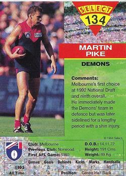 1994 Select AFL #134 Martin Pike Back